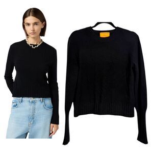 Guest in Residence Cashmere Shrunken Crew Slim Fit Sweater Black w12710jl Large